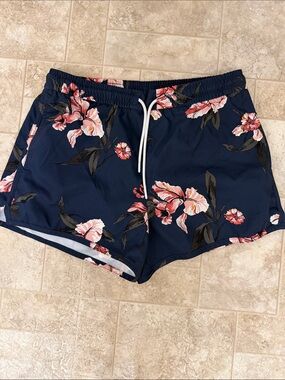 Abercrombie & Fitch Navy Floral Athletic Drawstring Shorts